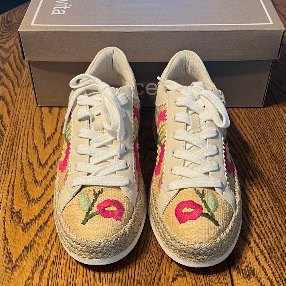 Dolce Vita Cream and Pink Floral Sneakers